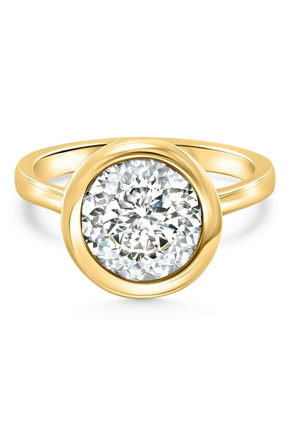 Pompeii Certified 3.02Ct Portuguese Cut Bezel Diamond Engagement Ring Gold Lab Grown