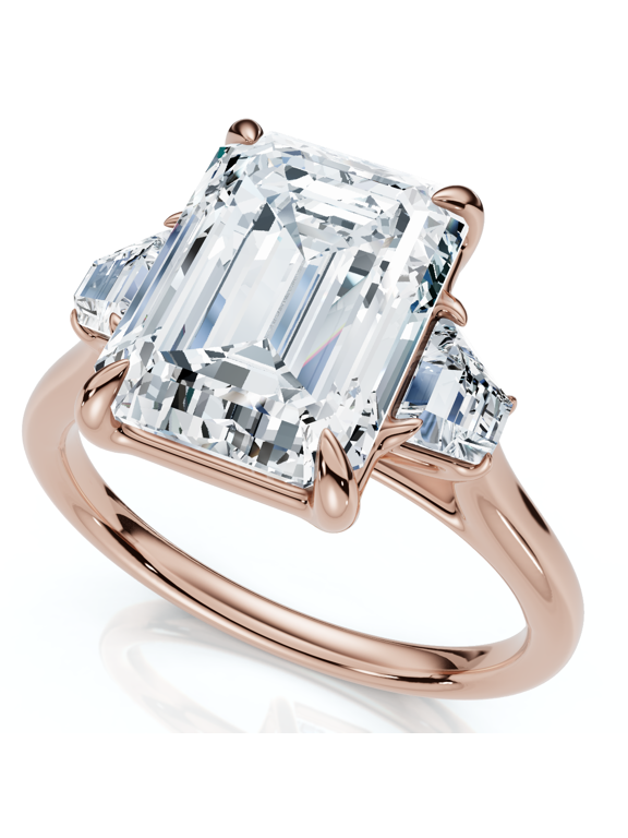 Pompeii Certified 3 1/2Ct Emerald Cut & Baguette Engagement Ring 14k Gold/Pt Lab Grown