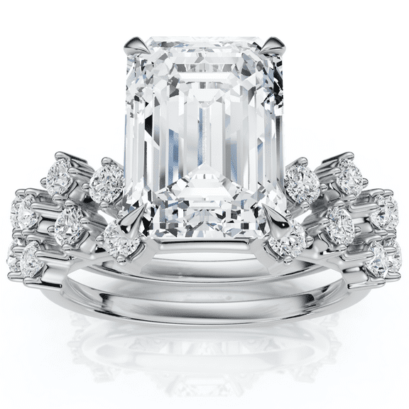 Pompeii Certified 3 1/4Ct Emerald Diamond Bridal Set 14k Gold or Platinum Lab Grown