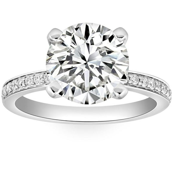 Pompeii Certified 3 1/4Ct Lab Grown Diamond Engagement Ring in 14k Gold (G/H,VS2-SI1)