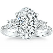 Pompeii Certified 3 1/4Ct Oval Diamond Engagement Ring 14k Gold Lab Grown (G/H,VS2-SI1)