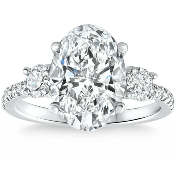 Pompeii Certified 3 1/4Ct Oval Diamond Engagement Ring 14k Gold Lab Grown (G/H,VS2-SI1)