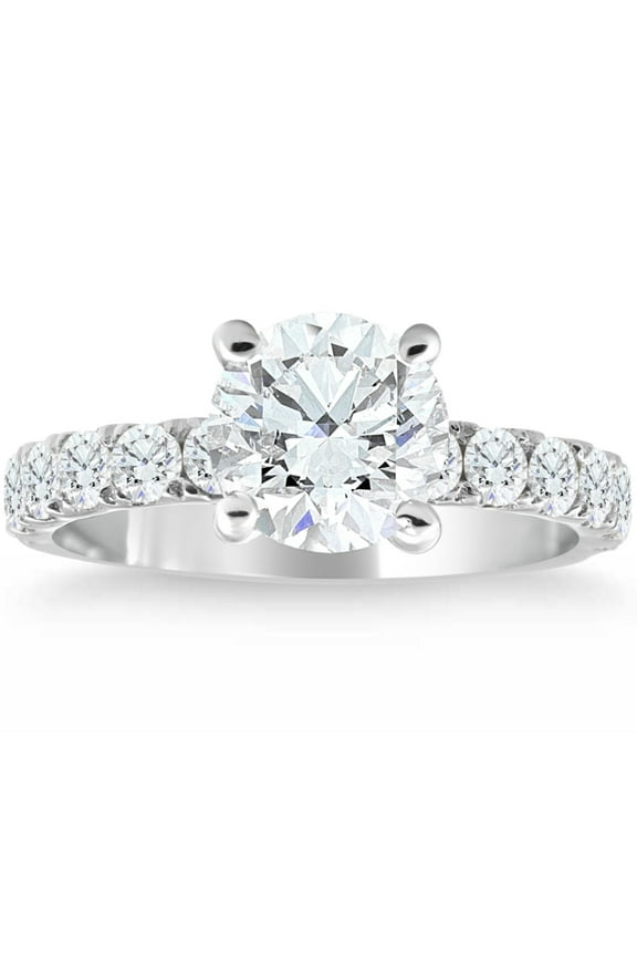 Pompeii Certified 3 1/4Ct TW Round Diamond Engagement Ring 14k White Gold Lab Grown