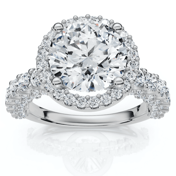 Pompeii Certified 3 1/5Ct Pave Diamond Engagement Ring 14k Gold Lab Grown (F/G,VS1-VS2)