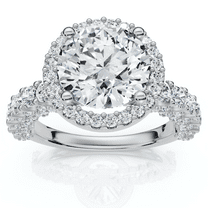 Pompeii Certified 3 1/5Ct Pave Diamond Engagement Ring 14k Gold Lab Grown (F/G,VS1-VS2)