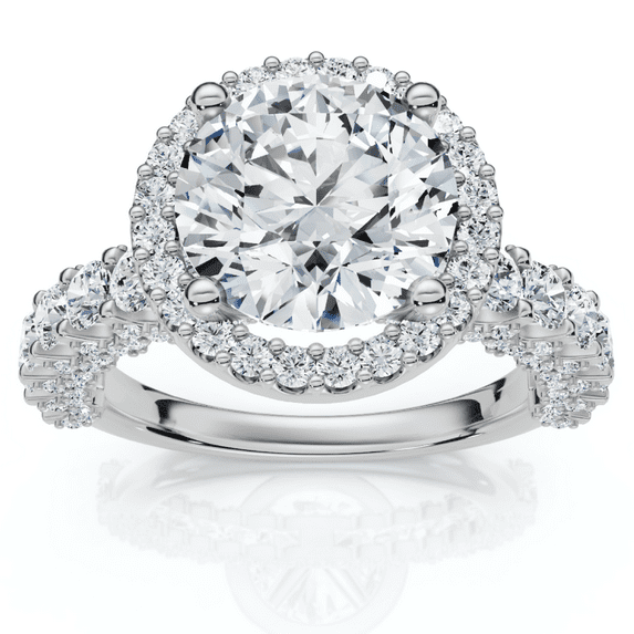 Pompeii Certified 3 1/5Ct Pave Diamond Engagement Ring 14k Gold Lab Grown (F/G,VS1-VS2)