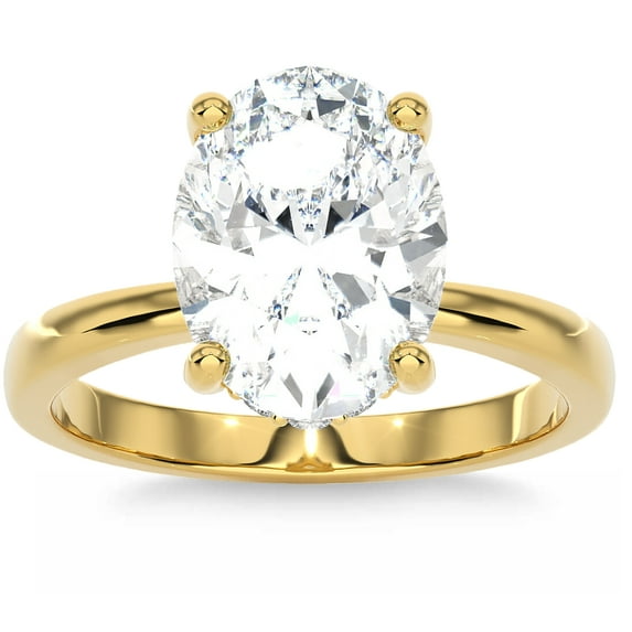Pompeii Certified 3.10Ct Oval Diamond HIdden Halo Engagement Ring 14k Gold Lab Grown
