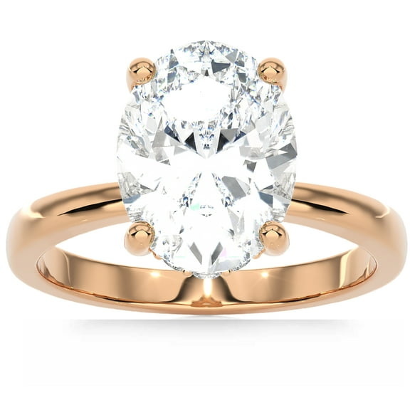 Pompeii Certified 3.10Ct Oval Diamond HIdden Halo Engagement Ring 14k Gold Lab Grown