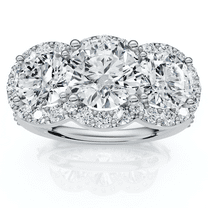 Pompeii Certified 3 3/4Ct Three Stone Diamond Engagement Ring 14k Gold Lab Grown