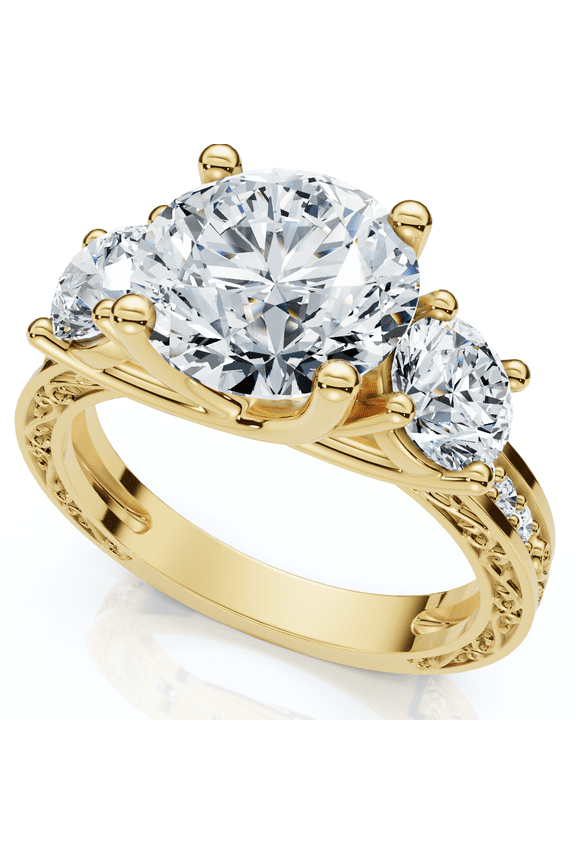 Pompeii Certified 3.40Ct Round Cut Diamond Engagement Ring 14k Gold Lab Grown