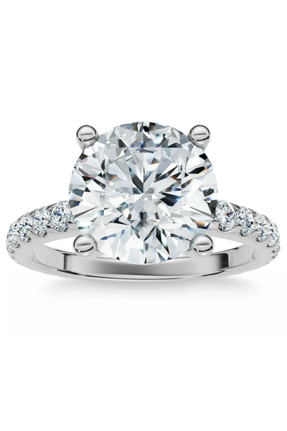 Pompeii Certified 3.40Ct Round Cut Diamond Engagement Ring 14k Gold Lab Grown
