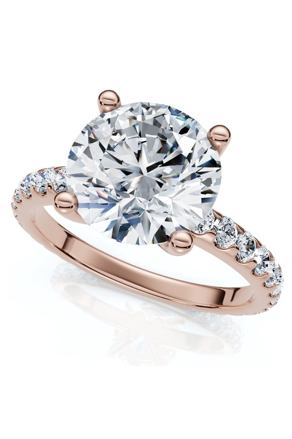 Pompeii Certified 3.40Ct Round Cut Diamond Engagement Ring 14k Gold Lab Grown