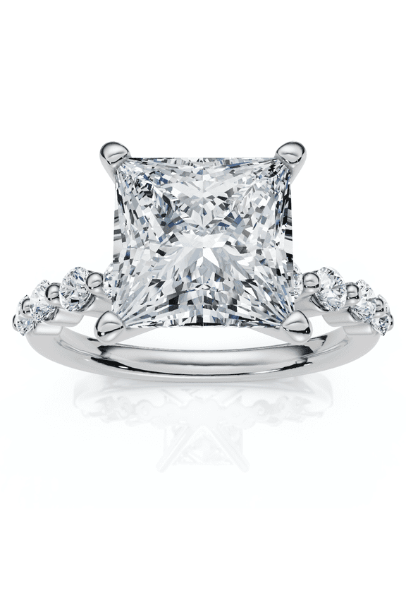 Pompeii Certified 3.44Ct Princess Cut Diamond Engagement Ring 14k White Gold Lab Grown