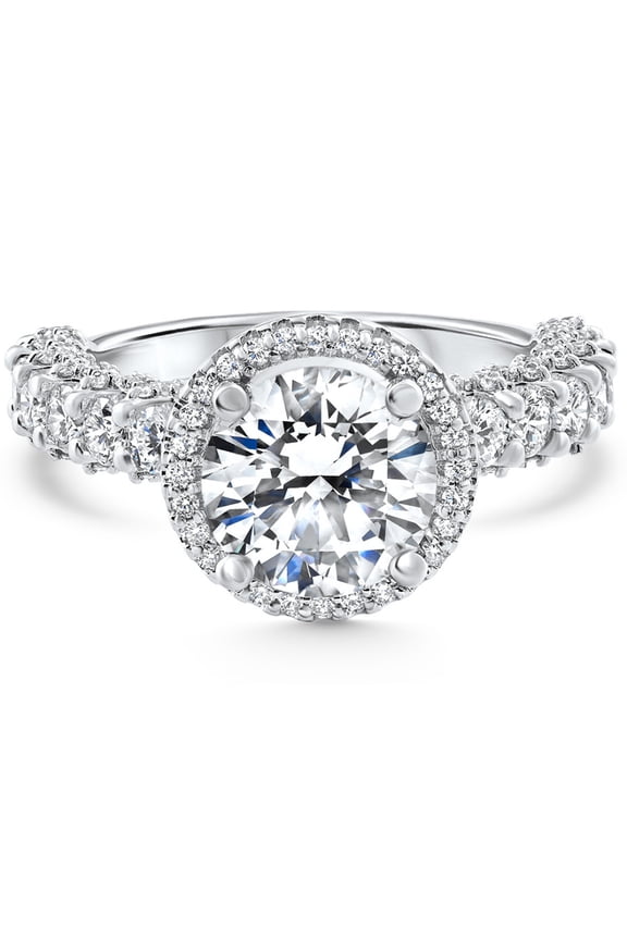 Pompeii Certified 3.52Ct Pave Round Diamond Engagement 14k White Gold Lab Grown (D,VS1)