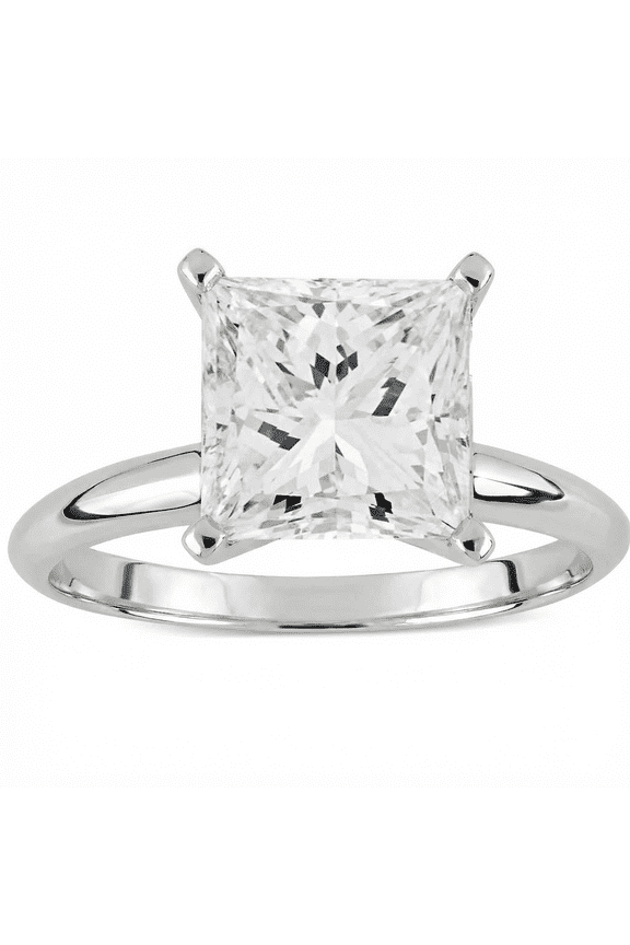 Pompeii Certified 3 Ct Princess Cut Diamond Solitaire Engagement Ring 14k Gold Lab Grown