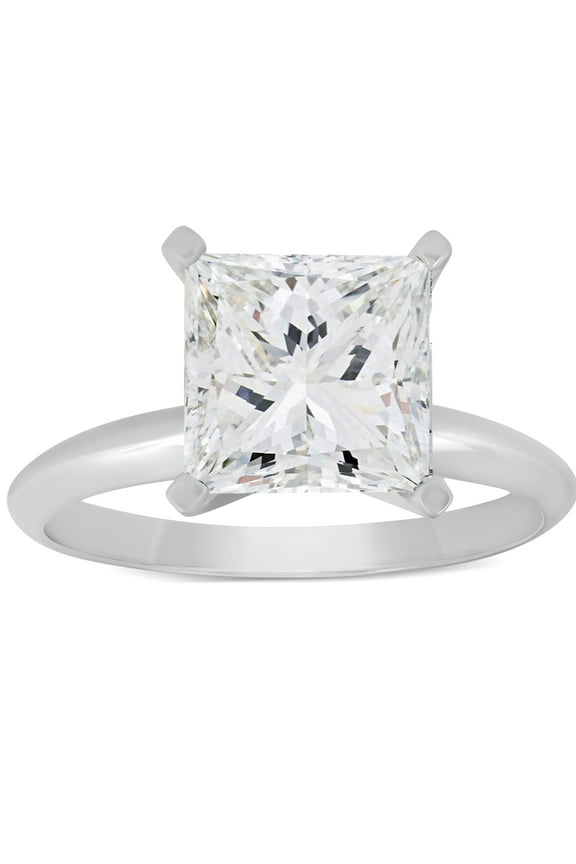 Pompeii Certified 3 Ct Princess Cut Diamond Solitaire Engagement Ring 14k Gold Lab Grown