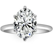 Pompeii Certified 3CT Platinum Oval Diamond 6-Prong Solitaire Engagement Ring Lab Grown