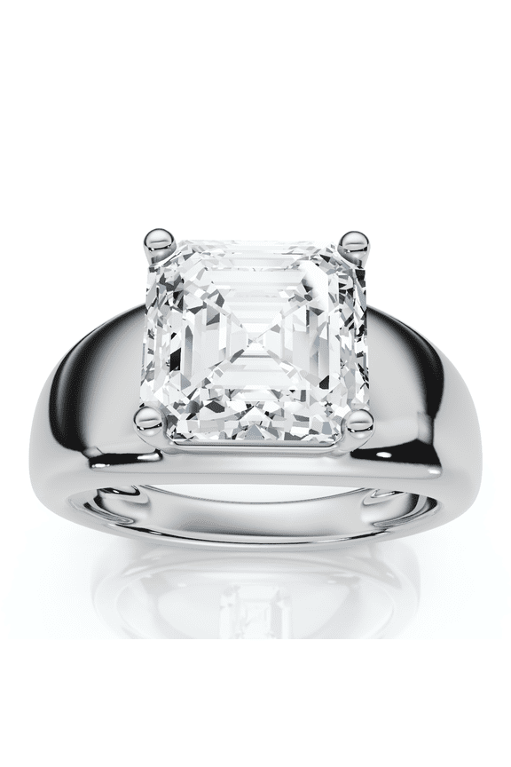 Pompeii Certified 3Ct Asscher Cut Solitaire Cigar Band 14k Gold or Platinum Lab Grown