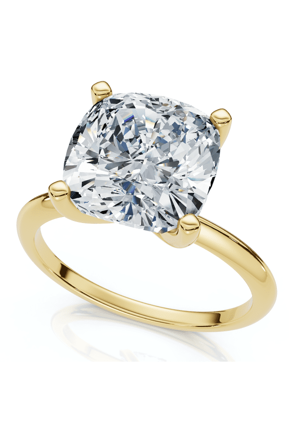 Pompeii Certified 3Ct Cushion Diamond Solitaire Engagement Ring 14k Gold or Pt Lab Grown