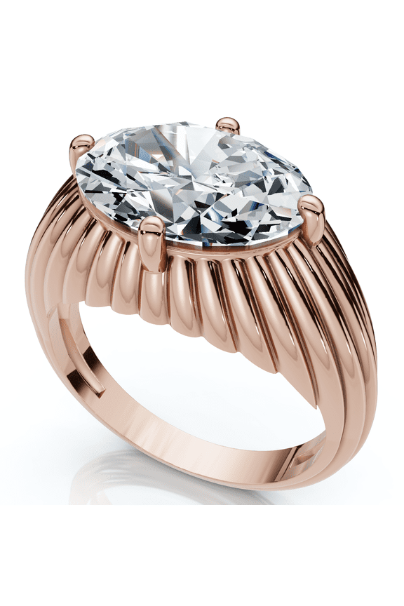 Pompeii Certified 3Ct Oval Diamond Pam East West Engagement Ring 14k Gold Lab Grown