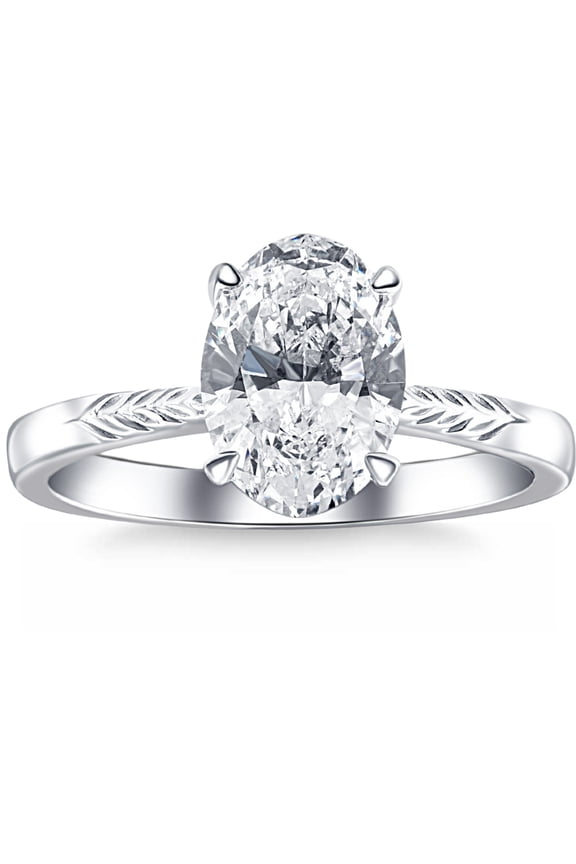 Pompeii Certified 3Ct Oval Diamond Solitaire Engagement Ring 14k Gold Lab Grown (G,SI1)