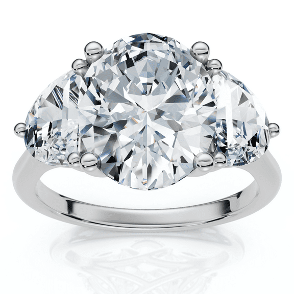 Pompeii Certified 3Ct Oval Trilogy Diamond Engagement Ring 14k Gold or Pt Lab Grown