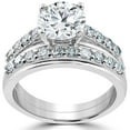 thumbnail image 1 of Pompeii Certified 3ct Diamond Engagement Ring Wedding Band Set 14k White Gold Lab Grown, 1 of 2