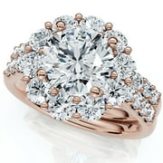 POMPEII3 Pompeii Certified 3ct Halo Diamond Engagement Wedding Ring Set 14k Gold Lab Grown