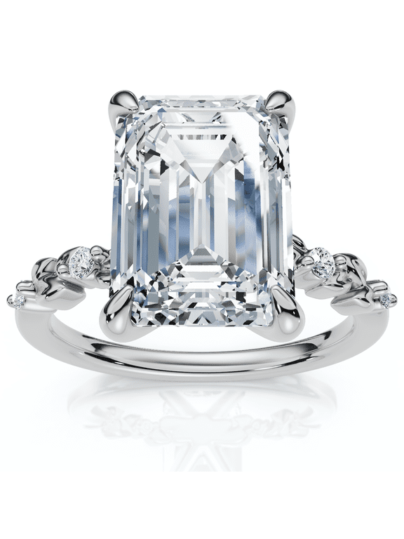 Pompeii Certified 4.05Ct Emerald Cut Diamond Engagement Ring 14k White Gold Lab Grown