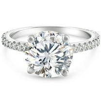 Pompeii Certified 4 1/4Ct Diamond Engagement Ring 14k Gold Lab Grown With Sidestones