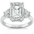 thumbnail image 1 of Pompeii Certified 4 1/2Ct Emerald & Heart 3-Stone Diamond Ring 14k Gold Lab Grown, 1 of 8