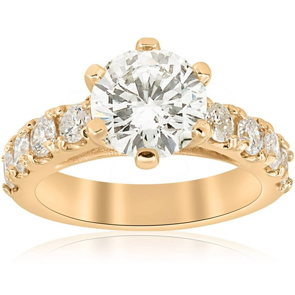 Pompeii Certified 4 1/2Ct TW Diamond Engagement Ring Yellow Gold Lab Grown (GH,VS2-SI1)