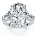 thumbnail image 1 of Pompeii Certified 4 1/3Ct Oval & Baguette Diamond Engagement Ring 14k Gold/Pt Lab Grown, 1 of 8