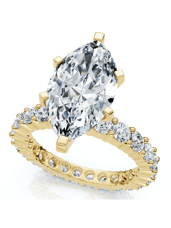 Pompeii Certified 4.40Ct Marquise Eternity Engagement Ring 14k Gold or Pt Lab Grown