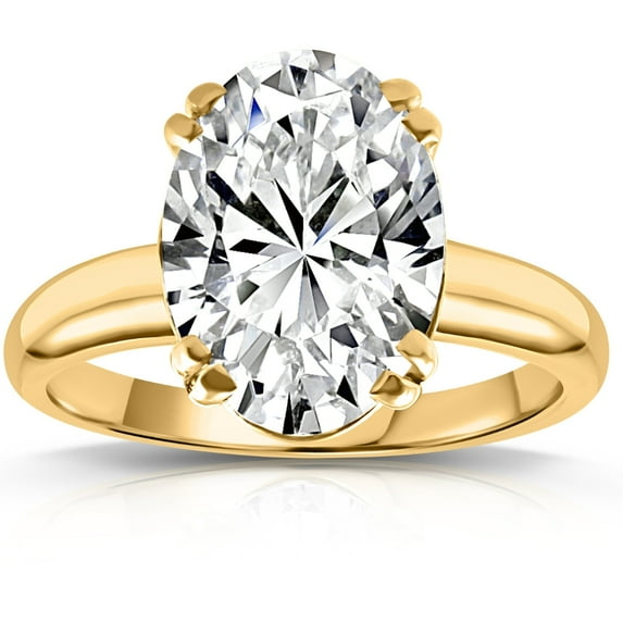 Pompeii Certified 4 Ct Oval Diamond Solitaire Engagement Ring 14k Yellow Gold (GH,VS2-SI1)