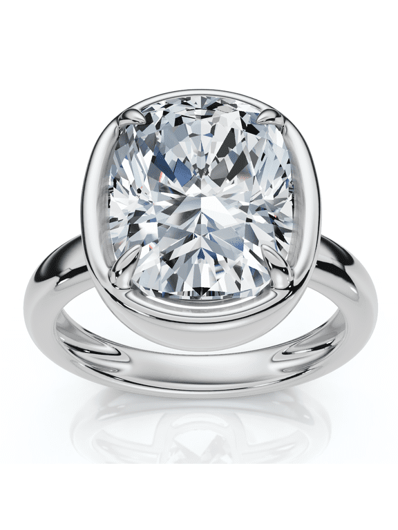 Pompeii Certified 4Ct Cushion Diamond Bezel Prong Solitaire Engagement Ring Lab Grown