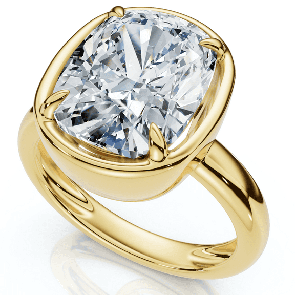 Pompeii Certified 4Ct Cushion Diamond Bezel Prong Solitaire Engagement Ring Lab Grown