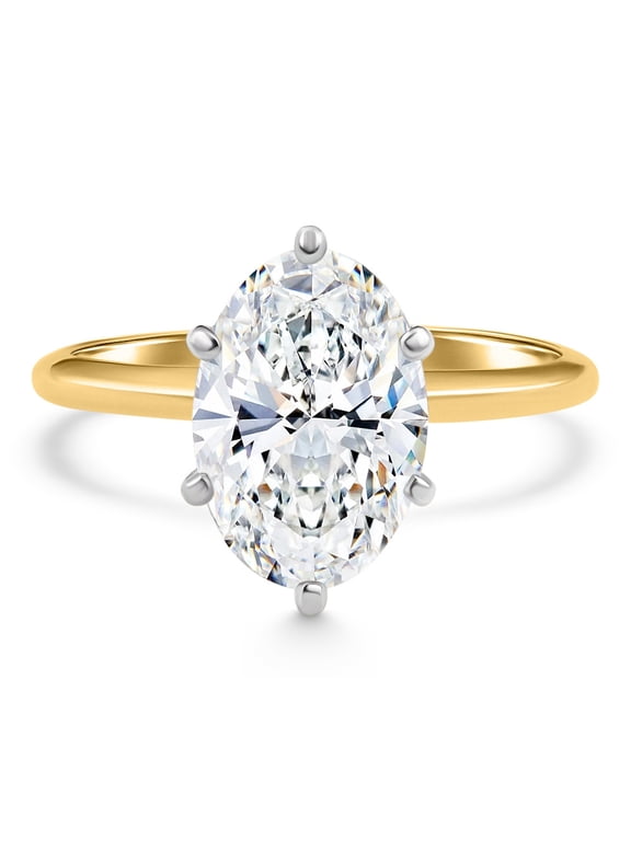 Pompeii Certified 4Ct Oval Solitaire Diamond Engagement Ring 14k Gold Lab Grown