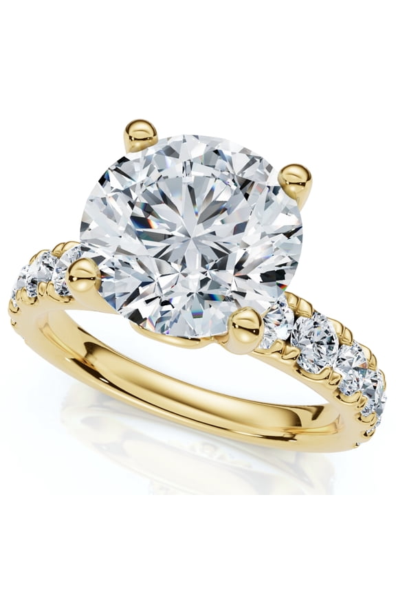 Pompeii Certified 4Ct TW Diamond Pave Engagement Ring in 14k Gold Lab Grown (G/H,VS1-VS2)