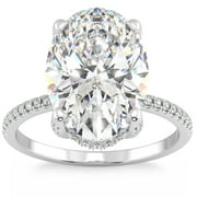 POMPEII3 Pompeii Certified 5.33Ct Oval Diamond Side Halo Engagement Ring 14k Gold Lab Grown