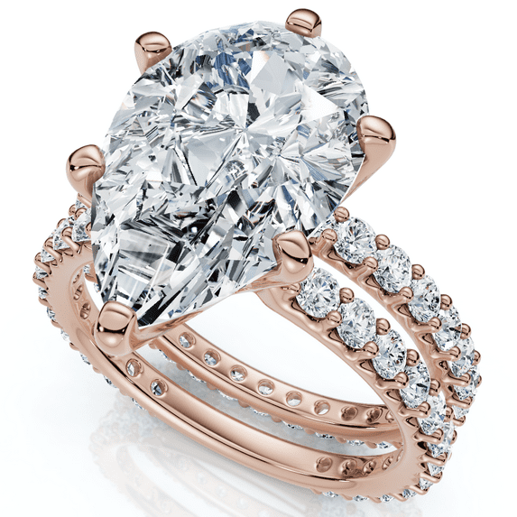 Pompeii Certified 5.40Ct Pear Engagement Ring Wedding Band Set 14k Gold/Pt Lab Grown