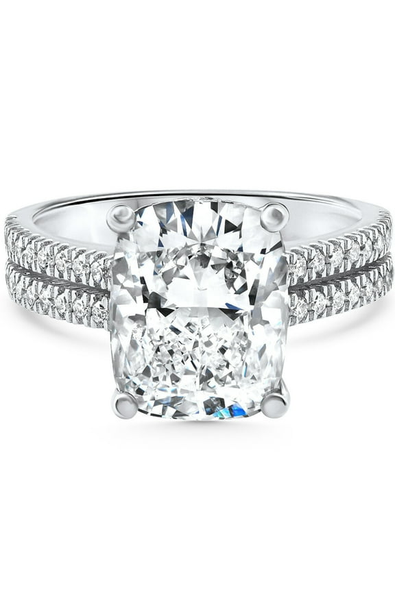 Pompeii Certified 5.84Ct Cushion Cut Diamond Engagement 14k White Gold Lab Grown (F,VS2)