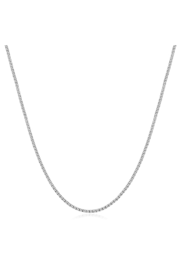 Pompeii Certified 5Ct 18" Diamond Tennis Necklace 14k White Gold Lab Grown (EF,VS)