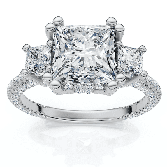 Pompeii Certified 5Ct Michelle Princess Cut Diamond Engagement Ring 14k Gold Lab Grown