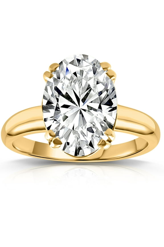 Pompeii Certified 5Ct Oval 14k Yellow Gold Diamond Engagement Ring Lab Grown (H,VS2)