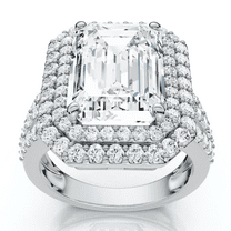 Pompeii Certified 6Ct Aria Emerald Diamond Engagement Ring 14k Gold/Platinum Lab Grown