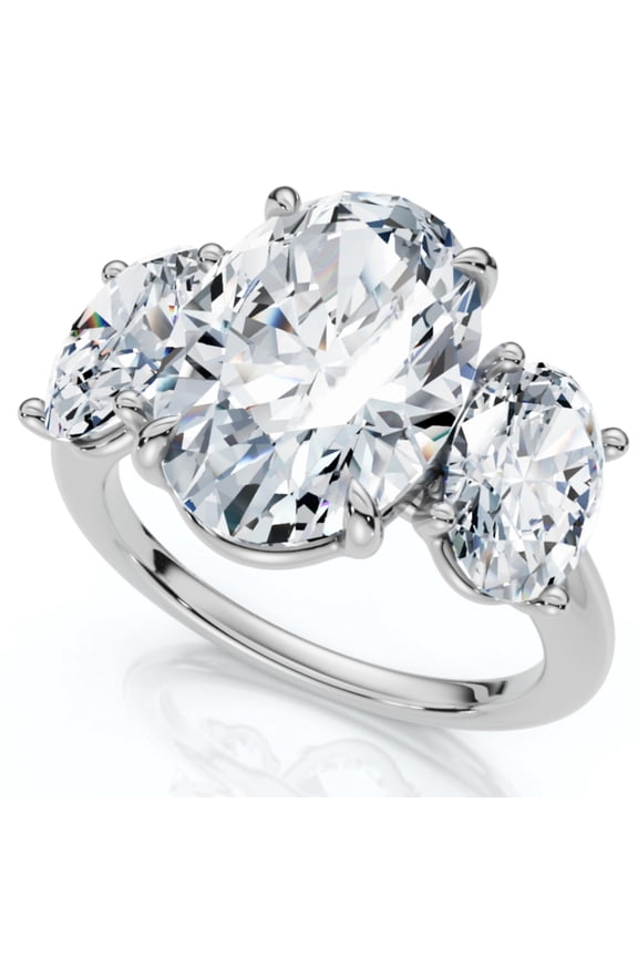 Pompeii Certified 6Ct Three Stone Oval Diamond Anniversary Engagement Ring Lab Grown 14k