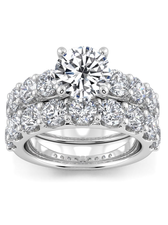 Pompeii Certified 6ct Diamond Engagement Wedding Ring Set 14K White Gold Lab Grown