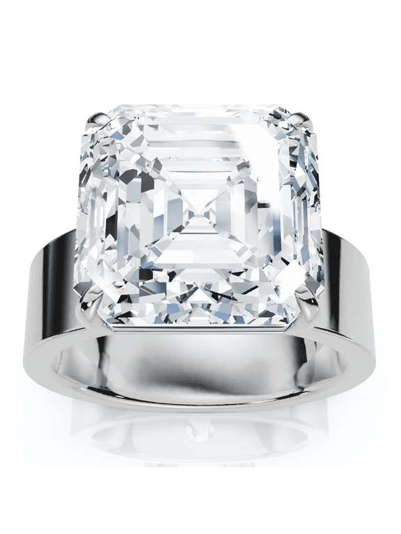 Pompeii Certified 8Ct Asscher Cut Cigar Band Solitaire Diamond Engagement Ring Lab Grown