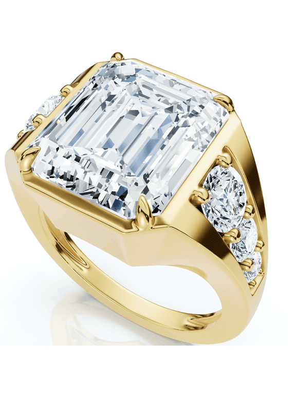 Pompeii Certified 8Ct Men's Mike Emerald Diamond Anniversary Ring Gold Lab Grown